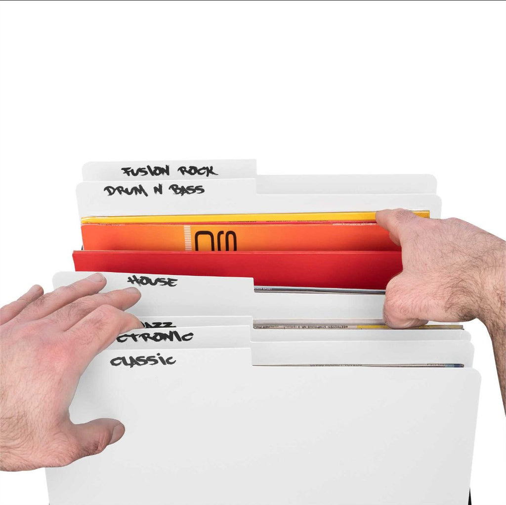 Set of six Glorious vinyl LP record sleeves with clear protective covers for organizing and protecting vinyl records.