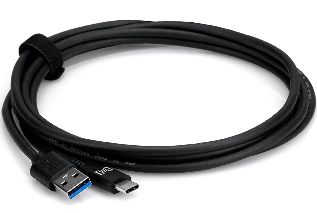 Hosa USB-306CA SuperSpeed USB 3.0 Type C to Type A cable in coil, 1.8 meters, designed for fast data transfer and reliable connections.