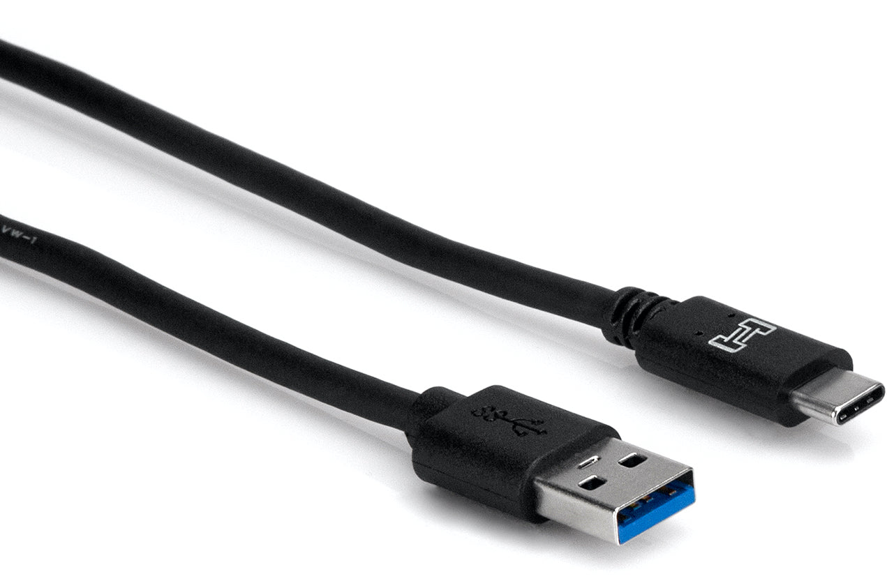Hosa USB-306CA USB 3.0 Type C to Type A cable, 1.8m, with red and blue connectors visible, for high-speed data transfer.
