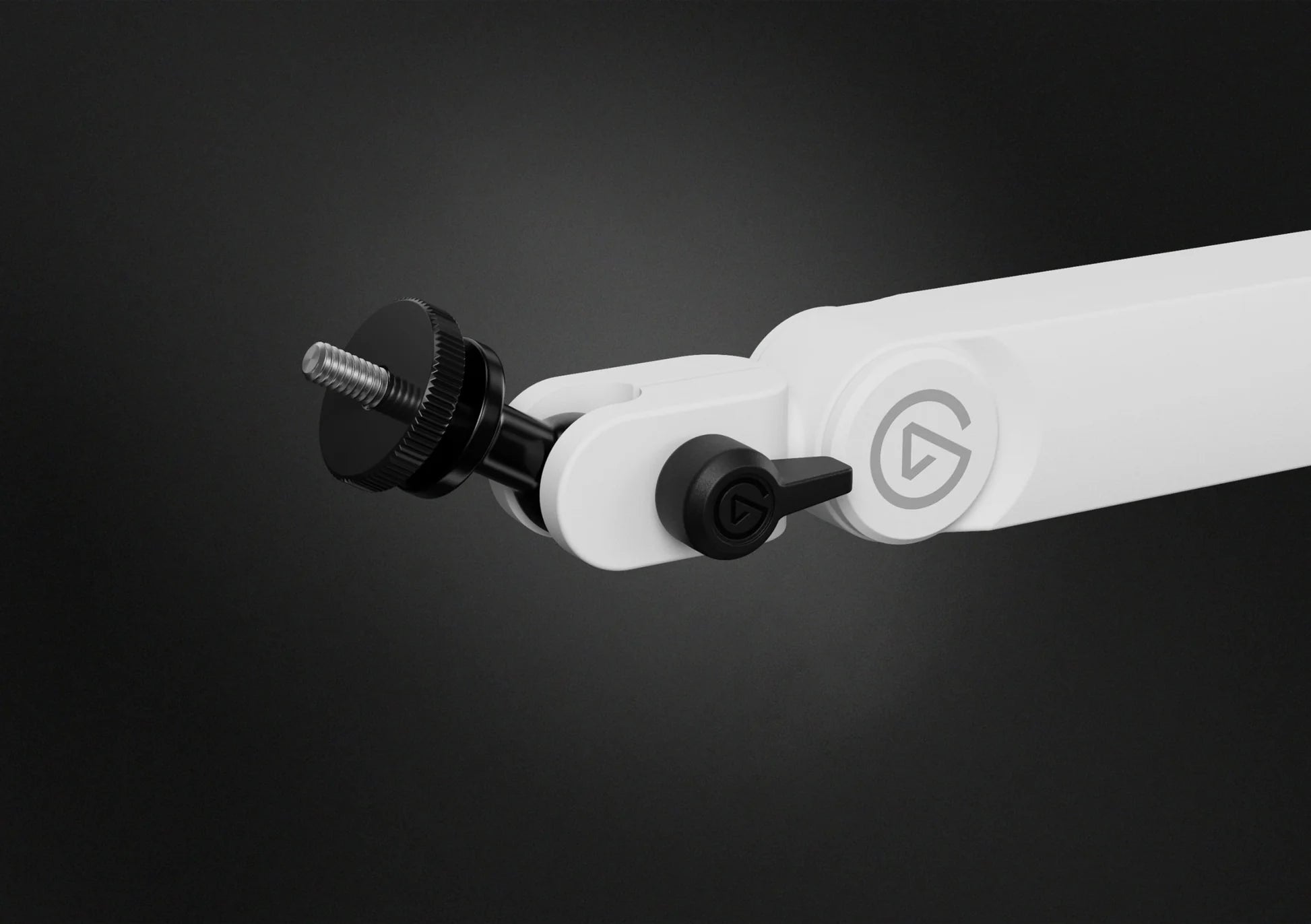 Elgato Wave Mic Arm Pro in white, a professional broadcast microphone arm with adjustable joints and sleek design.
