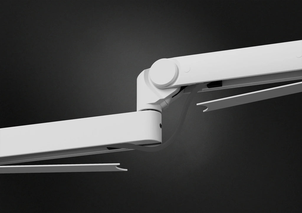 Elgato Wave Mic Arm Pro white broadcast microphone arm with adjustable joints and sleek design for streaming and recording setups.