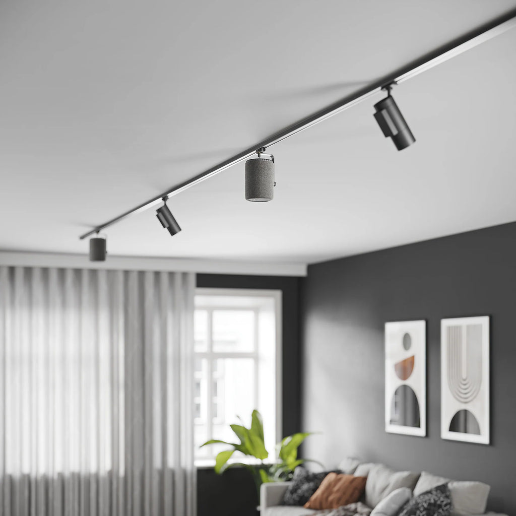 Wireless Audio Pro A10 MK2 speaker in dark grey, showcasing its sleek design and connectivity features like AirPlay 2 and Google Cast.