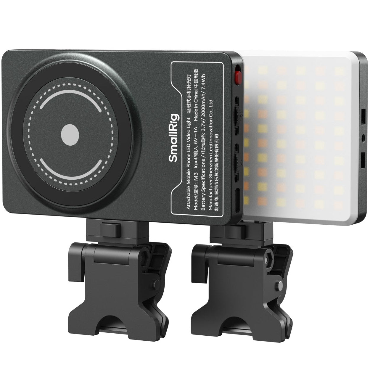 SmallRig M3 attachable mobile phone LED video light with clip, bi-color LED for enhanced lighting in videos and photos.