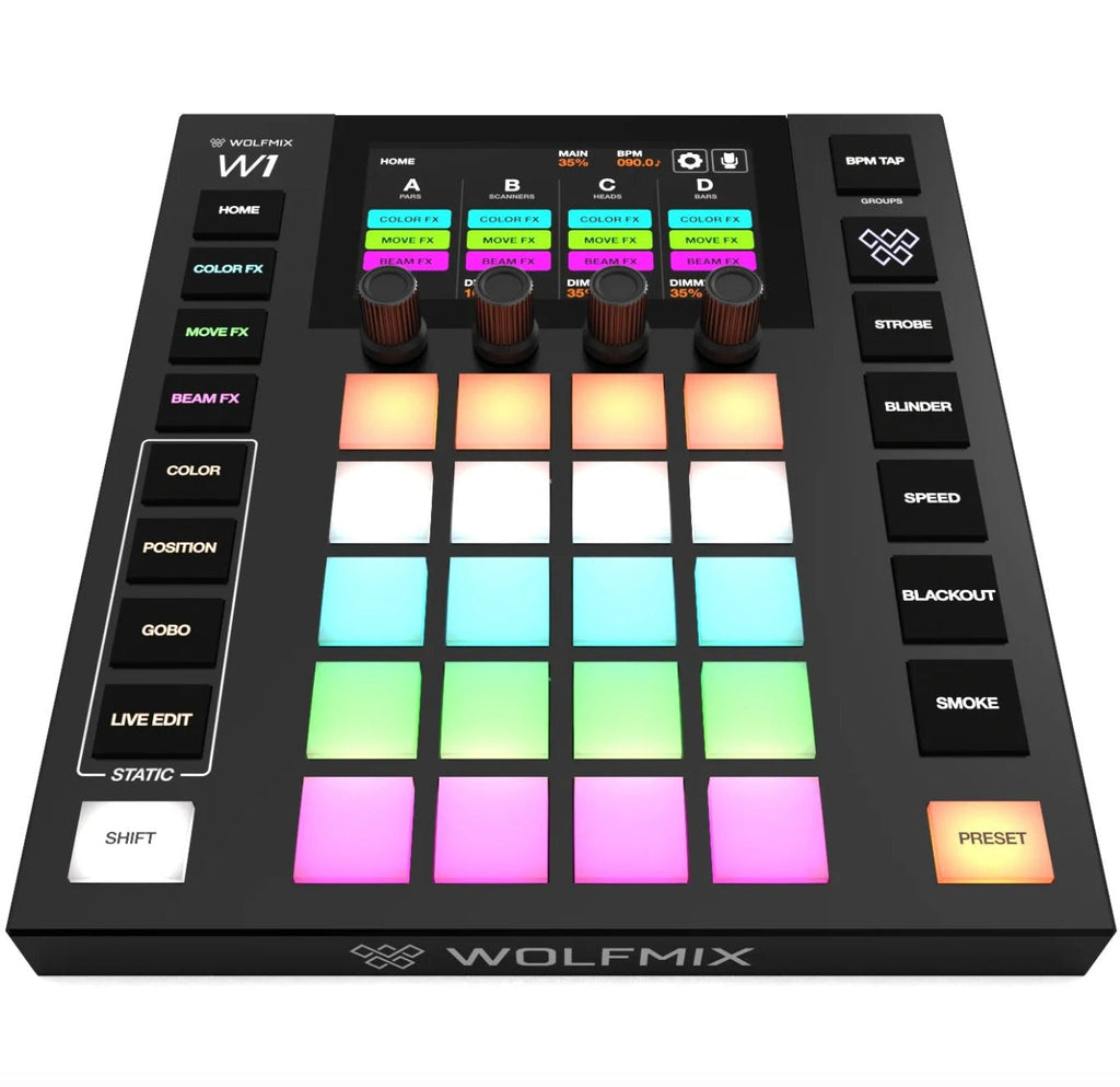 Wolfmix W1 MK3 lighting controller, top-down view