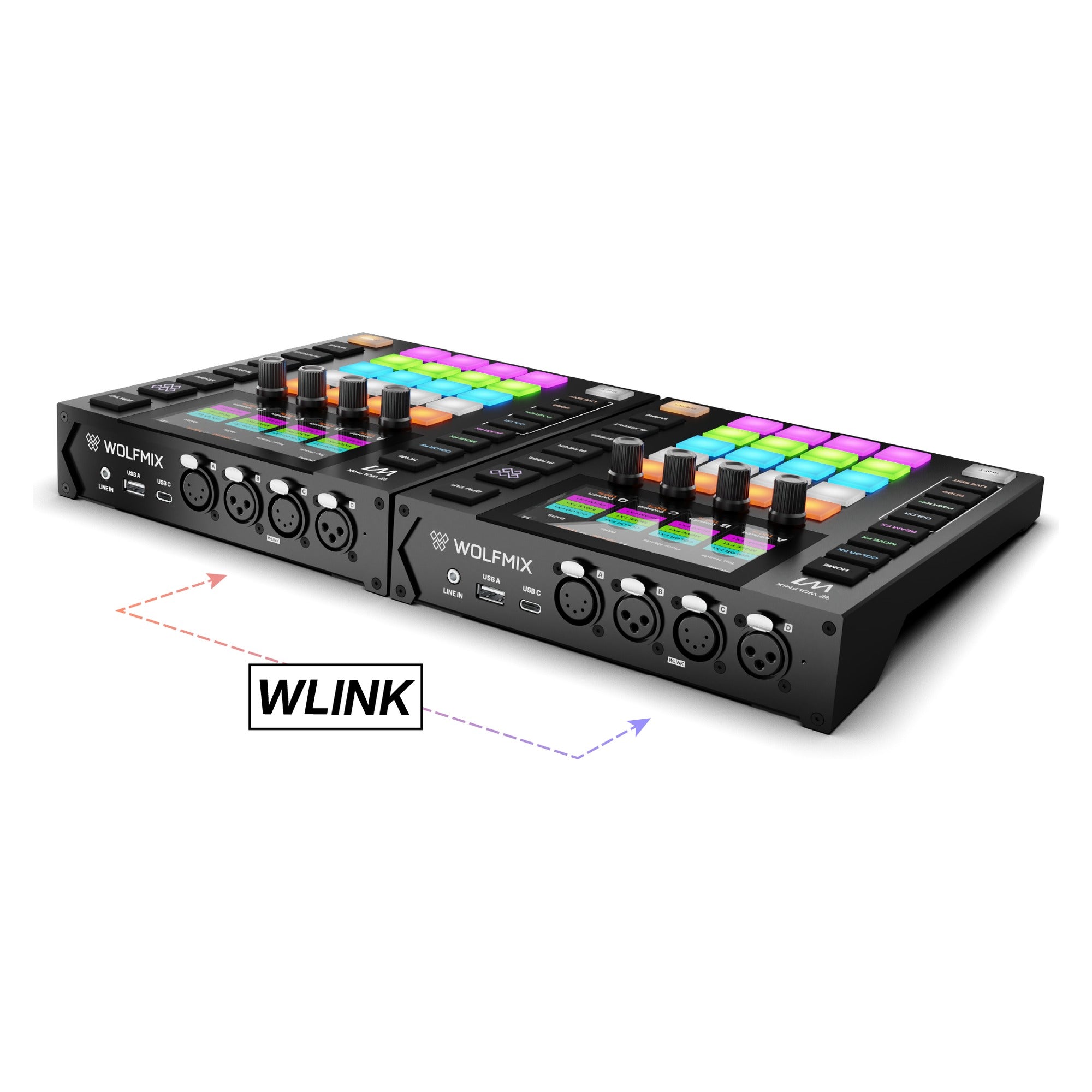 Two Wolfmix W1 MK3 units linked via WLINK