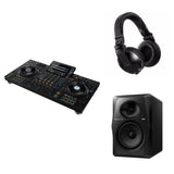 AlphaTheta XDJ-AZ Reference DJ bundle with professional DJ equipment and accessories, showcasing the setup with controllers and gear.