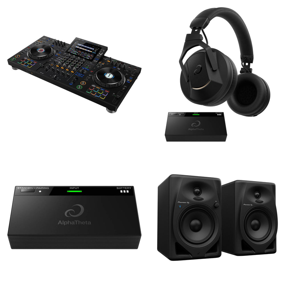 AlphaTheta XDJ-AZ Wireless DJ bundle with media player and controls, showcasing modern DJ equipment and wireless connectivity.