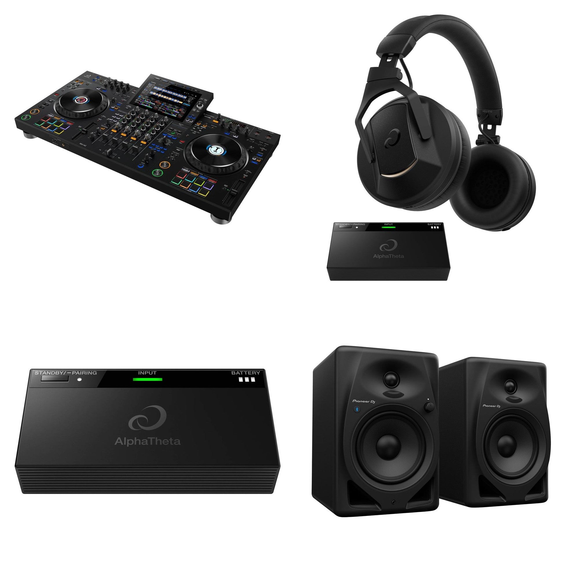 AlphaTheta XDJ-AZ Wireless DJ bundle with media player and controls, showcasing modern DJ equipment and wireless connectivity.