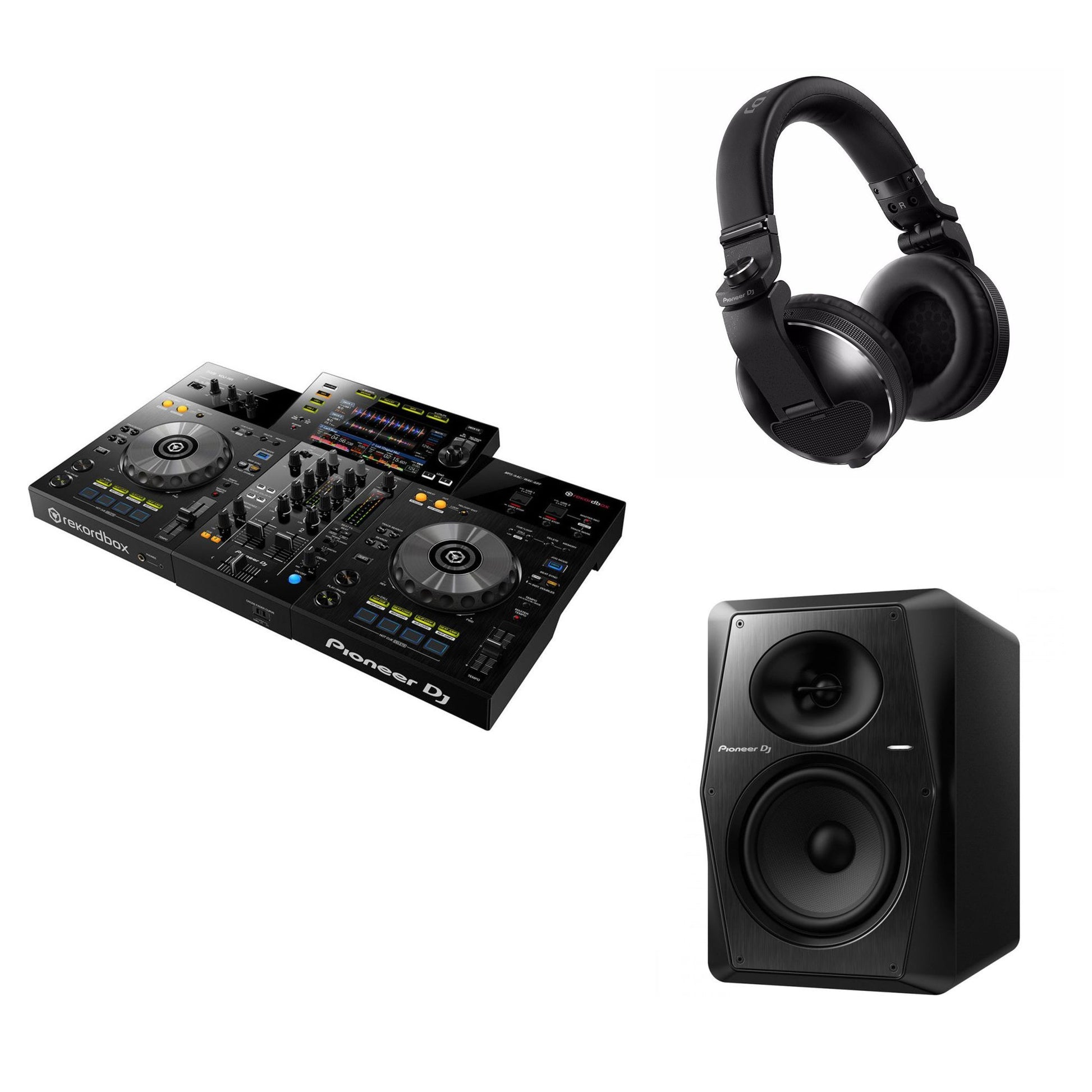 Pioneer DJ XDJ-RR Reference DJ bundle with professional DJ controller, mixer, and headphones on a sleek setup.