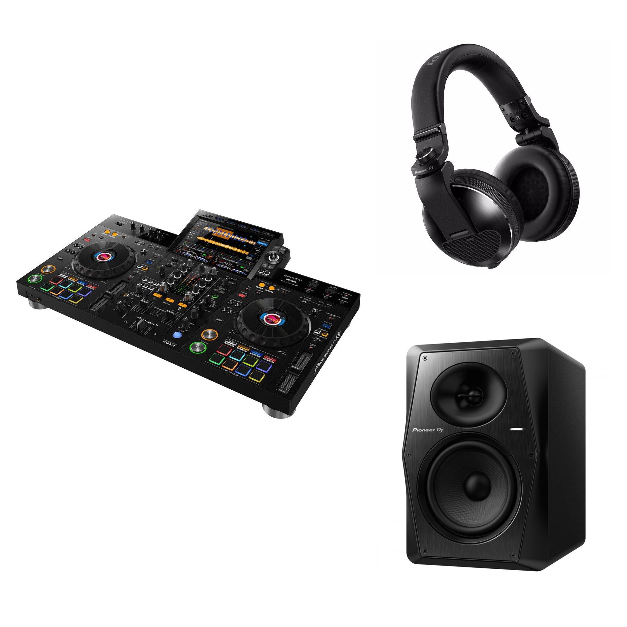 Pioneer DJ XDJ-RX3 Reference Studio DJ bundle with professional DJ equipment and accessories for studio setup.
