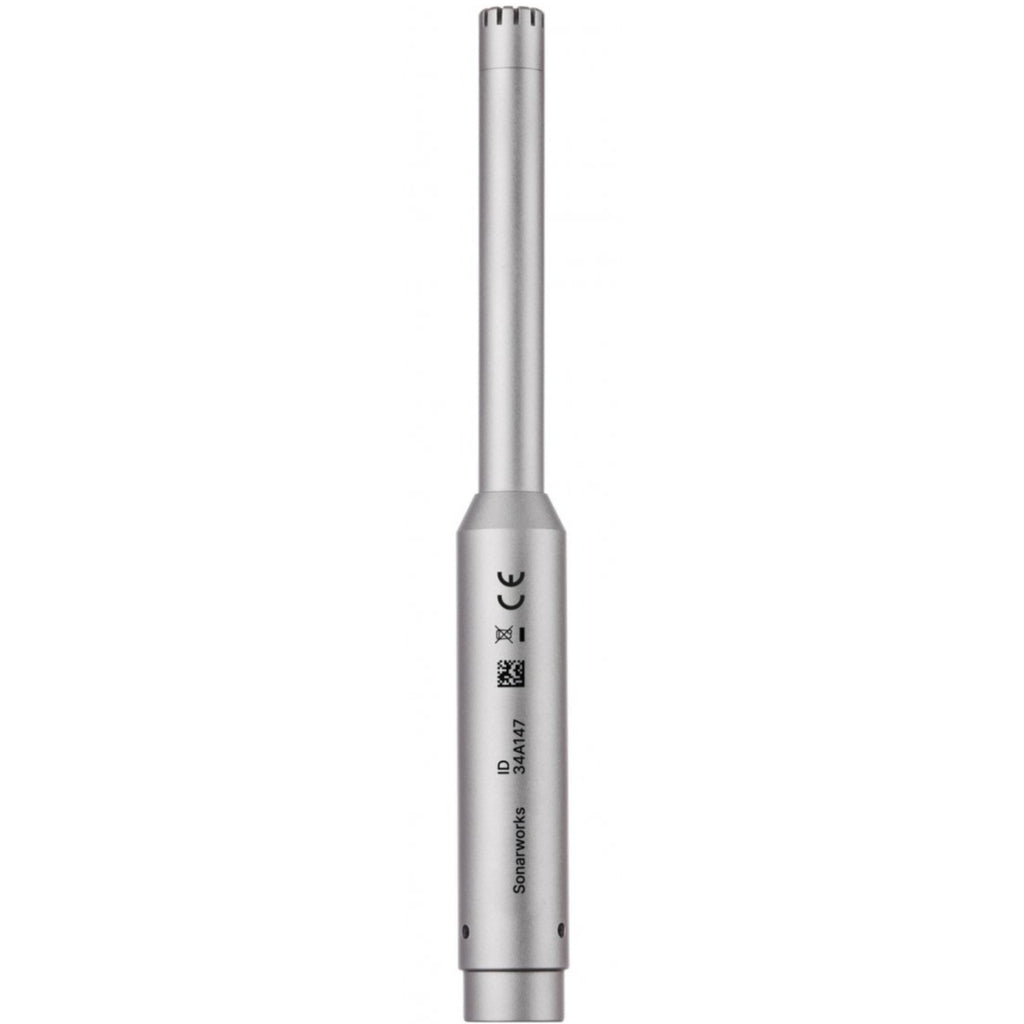 Sonarworks SoundID Reference measurement microphone for room calibration, shown in a professional audio setup.