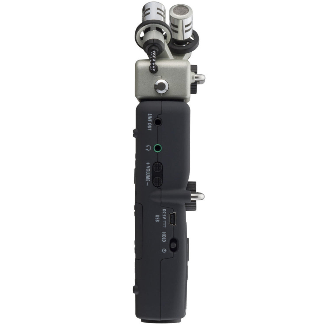 Zoom H5 digital recorder with interchangeable microphone capsules and compact handheld design.