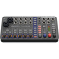 Zoom LiveTrak L-6 digital mixer with multiple input channels, LCD display, and professional audio controls.